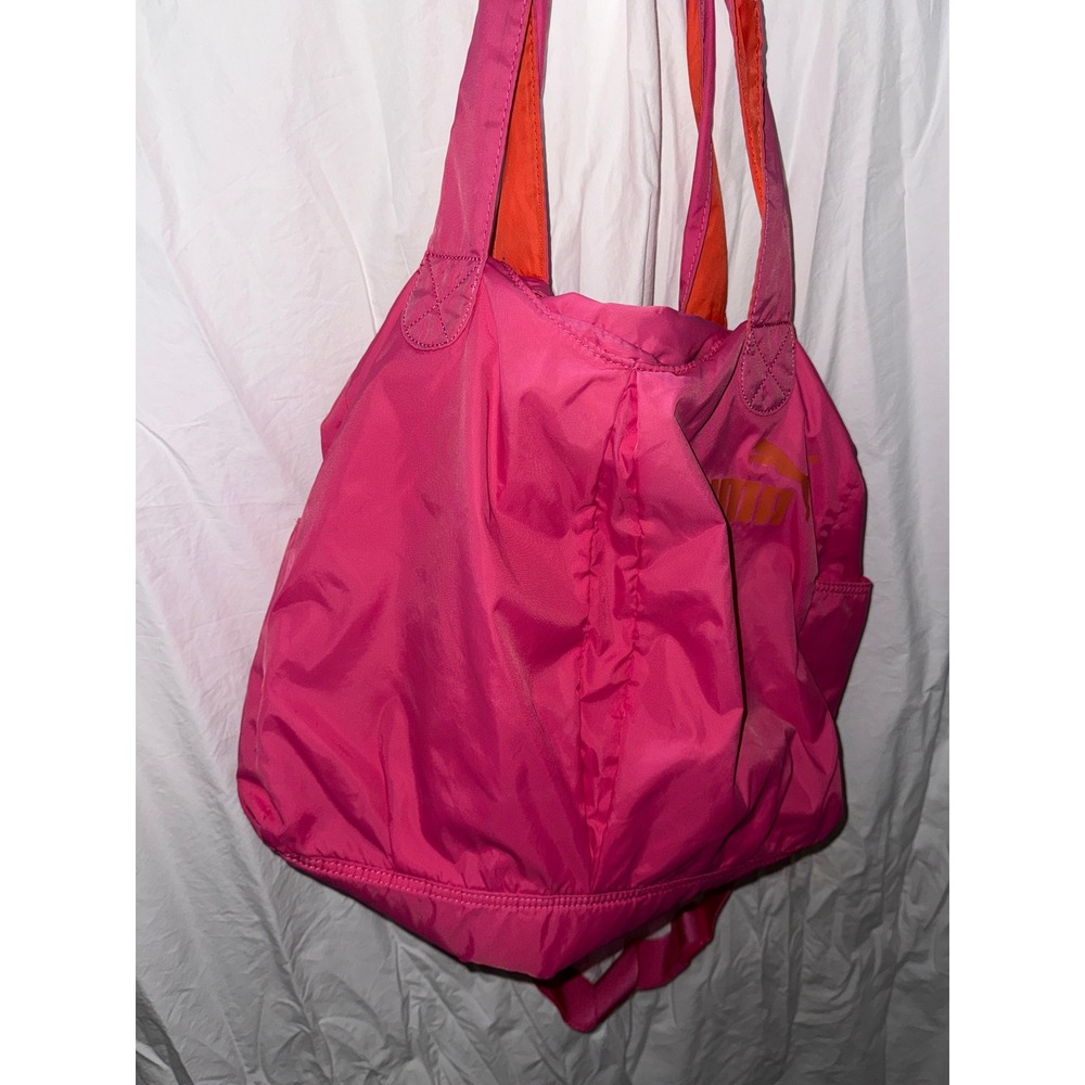 Puma Gym Bag Hot Pink Orange Nylon Duffle Tote Crossbody Shoulder Bag